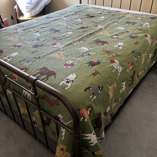 Plow and Hearth Embroidered Puppy Dog Reversible Full Queen Quilt eBay