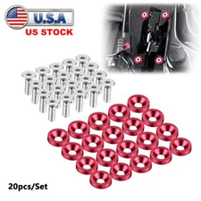 20pcs Red Billet Aluminum Fender Bumper Washer Bolt Engine Bay Dress Up Kit