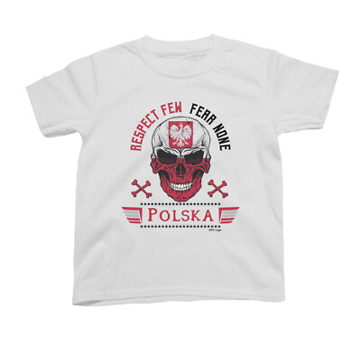 POLSKA POLAND Football T-Shirt Respect Few Skull Mens Kids World Cup 2026 Kit