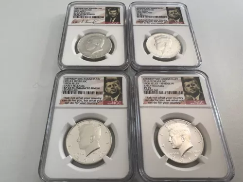 2014-P,D,S,W SILVER 50TH ANNIV SET H.R. ER. KENNEDY HALF DOLLAR NGC PF69 UC.