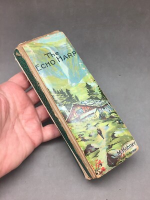 The Echo Harp Harmonica Box ONLY M Hohner Made Germany Antique Vintage Cardboard