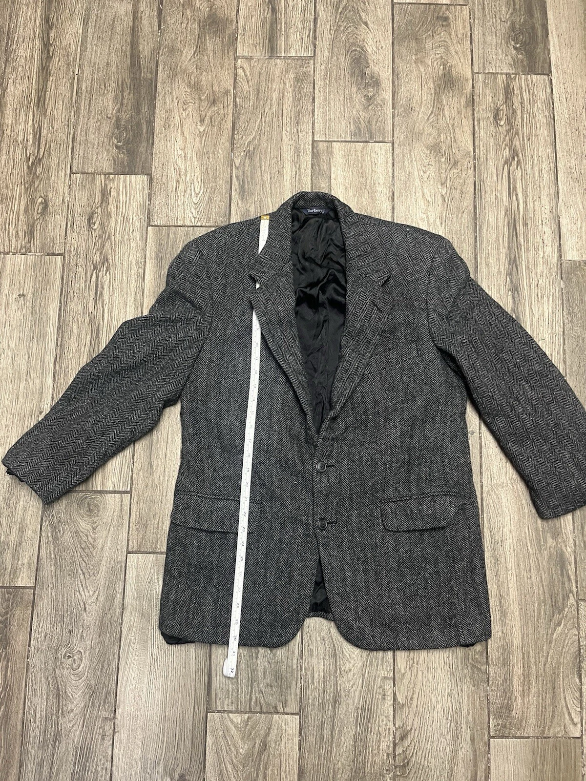 Burberrys Uomo Grigio 100% Lana Cappotto Sportivo Blazer Giacca Tuta Vintage
