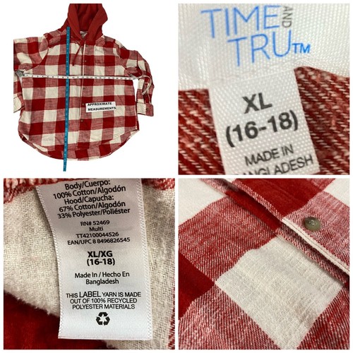 Upcycled Flannel Shirt Women XL Shacket Kauai Rooster Red Country Grunge Farm - Picture 11 of 15