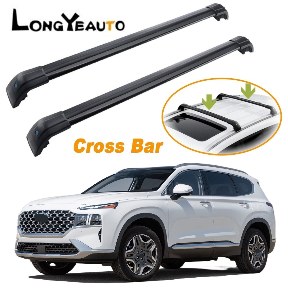 2PCs Black Crossbar Fit for Hyundai Santa Fe 2019-2023 Cargo Carrier Roof  Rail
