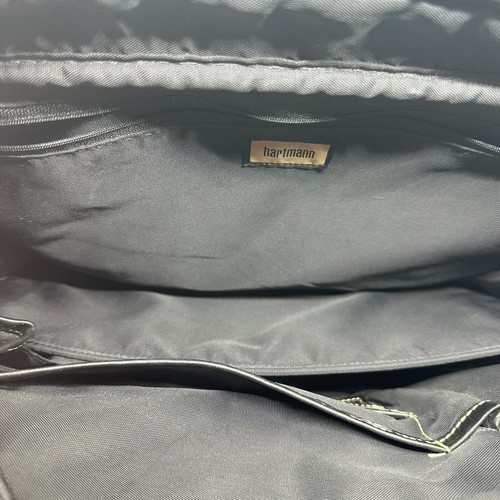 Hartmann Black Monogram Laptop Briefcase Bag Leather Trim Carry On Messenger Bag - Picture 12 of 17