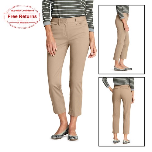 Mid Rise Slim Leg Chino Crop Pants 