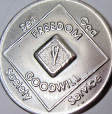 Narcotics Anonymous NA  5 Year Medallion Token Coin 1991 WSO Set Chip Clean