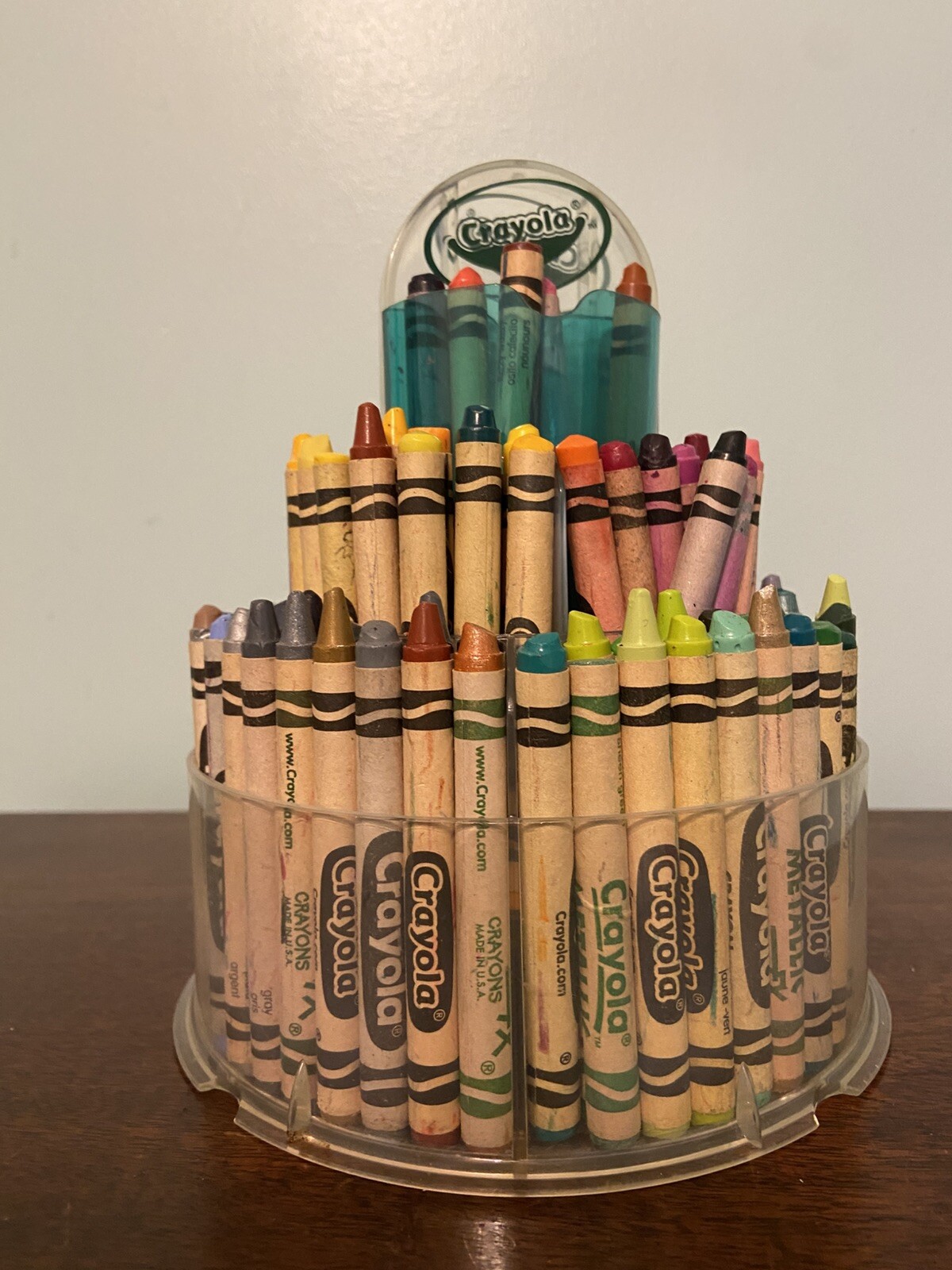 Rare Vintage Crayola Crayon Carousel Turning Clear Acrylic Holder Retired Color