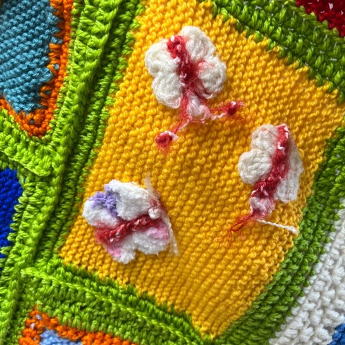 Handmade Crochet Baby Blanket Throw Pram Cover Homemade Butterfly Applique - Picture 7 of 12