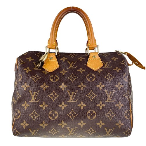 Louis Vuitton Monogram Speedy 25 Leather Fabric Brown Handbag 3089 - 第 2/22 張圖片