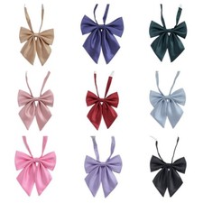Women Lady Solid Bowknot Neck Wear Student Grids Checked Bowtie Necktie QN22004