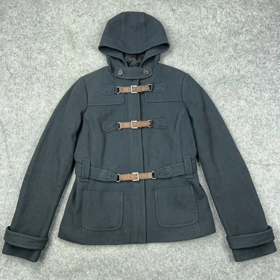 Abrigo de Colección Juicy Couture Para Mujer 8 Gris Con Capucha Aislante Hebilla Chaquetón Chaqueta Y2K Foto 2 de 4