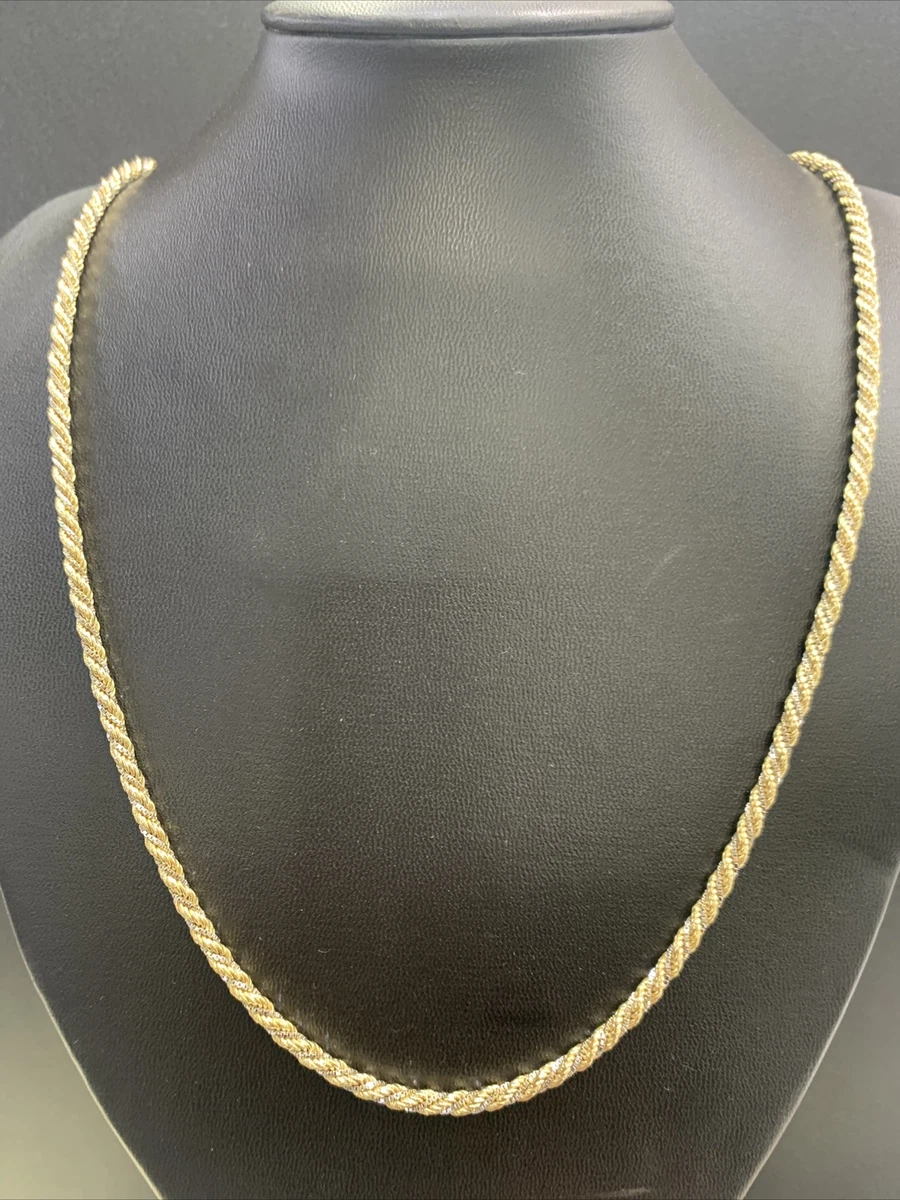 18ct 18K Two Tone Gold Italian Rope Chain Necklace 30.6 Grams 70cm. Brand New