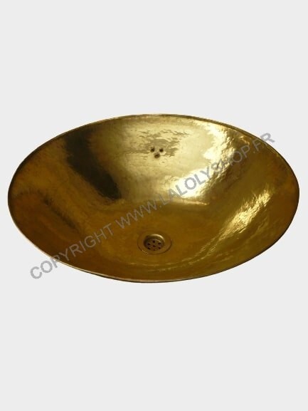 Vasque à poser en laiton cuivré doré de 35cm pour rénovation de salle de bain chic