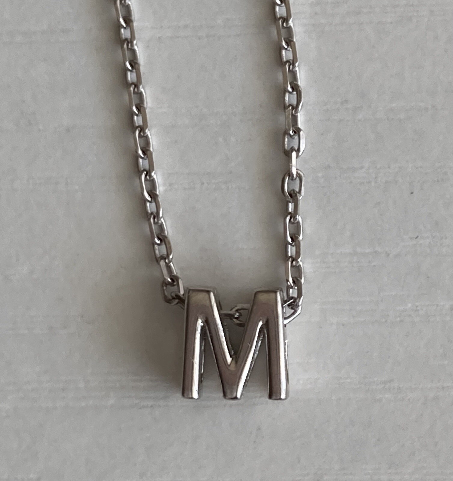 Sterling Silver M Initial Tiny Slide Pendant Char… - image 15