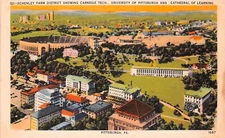 Carnegie Tech University Of Pittsburgh Campus Stadium Schenley Farm Postcard C66
