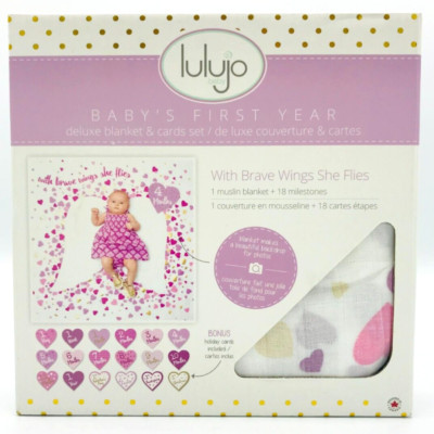 LuluJo Baby Erstes Jahr Deluxe Decke 18 Meilensteinkarten Set Foto Erinnerungen Neu