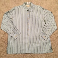 Tommy Bahama Shirt Mens XL Blue Striped Long Sleeve Button Up Cotton