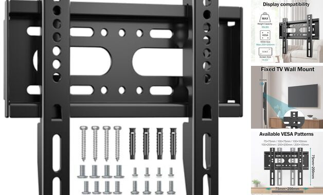 Fixed TV Wall Mount for Most 14~42 inch LED LCD Flat Curved Screen TVs, Small