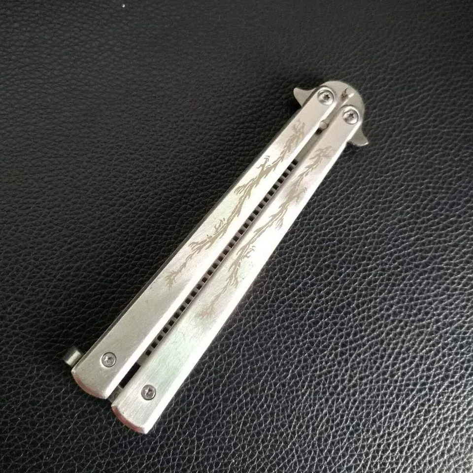 Dragon Totem Butterfly-Messer und -Messer aus Edelstahl Silber - Bild 3 von 4