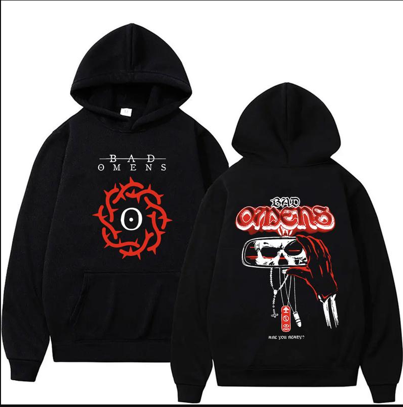 Sudadera con capucha de 2 caras, Bad Omens Band Music Tour ¿Estás listo? Sudadera con capucha gráfica, para fans