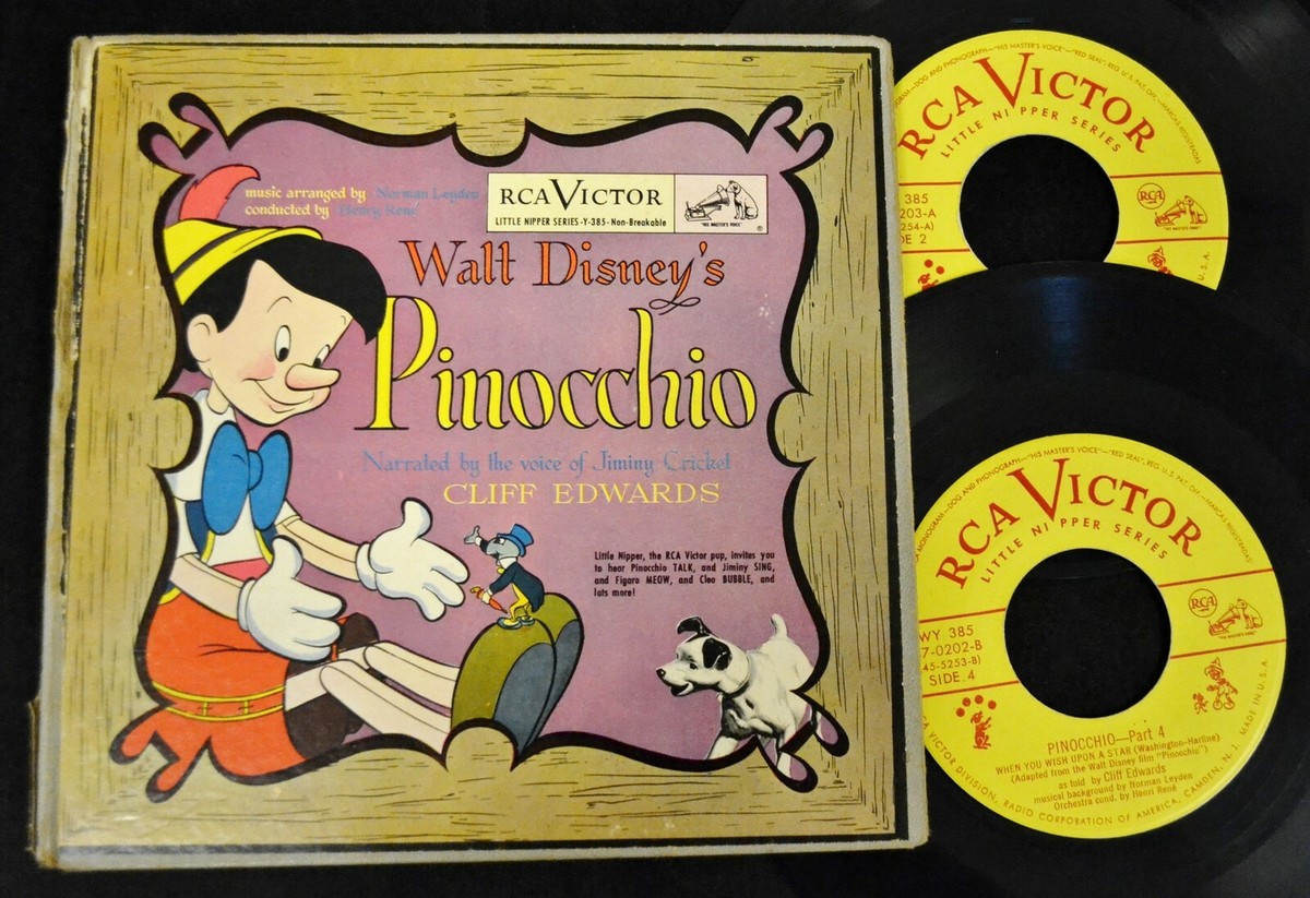 2 EP Set Walt Disney's Pinocchio RCA 385 Narrated By The Voice Of