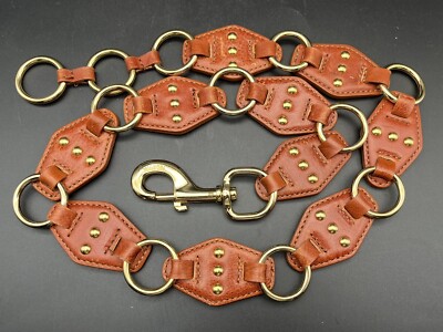 MIchael Kors Studded Brown Leather Belt Brass Accents Size Small Michael Kors 553411 Brass Studded Full Grain Brown Genuine  main image 3
