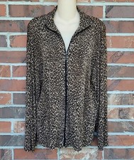 Chico's Private Edition Animal Print Zip Jacket Womens Size 1 fits M 8/10 