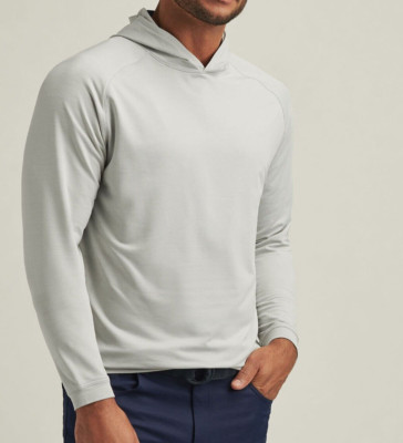 Peter Millar Men's Crown Sport Pine Performance Hoodie Size M British Gray