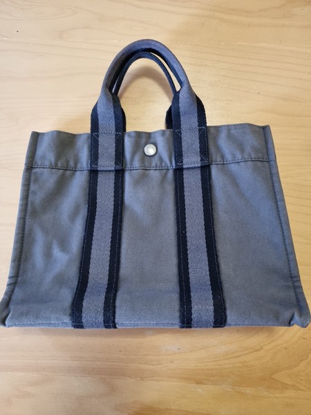 HERMES FOURRE TOUT PM HAND BAG CANVAS GREY