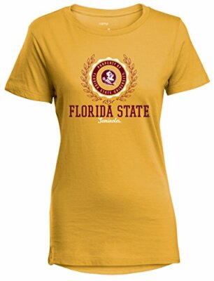 NCAA Florida State Seminoles Women's Perfect Crewneck Tee, Large, Marigold
