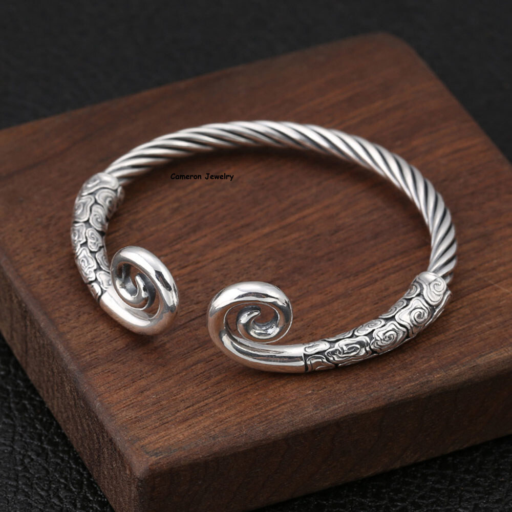 ◎D moment ◎ [D-Moment] Cyclamen Gold Silver Bracelet (925 Pure S925 Sterling Silver Bracelet Golden Cudgel Cloud