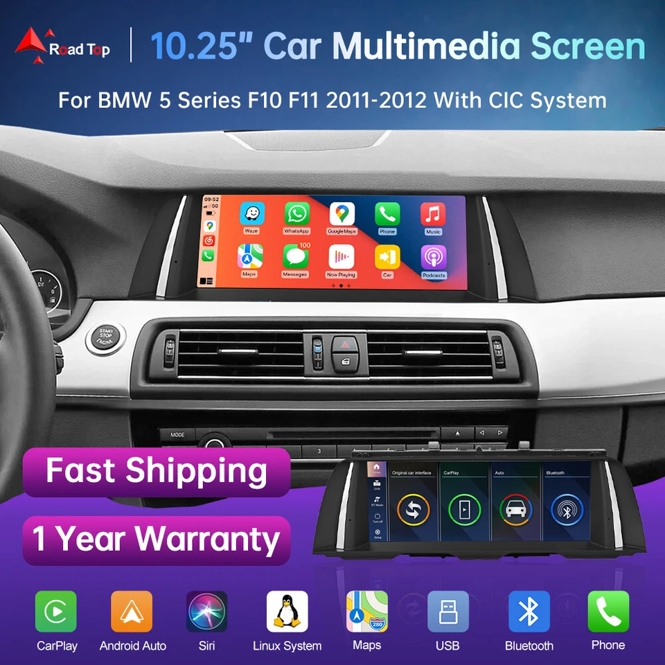 Wireless CarPlay Auto Touchscreen Multimedia für BMW 5er F10 F11 mit CIC 2009-12 - Bild 2 von 4