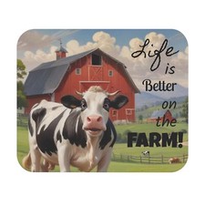 Mouse Pad Rectangle Life is Better on the Farm Original Cow Barn Field Hills