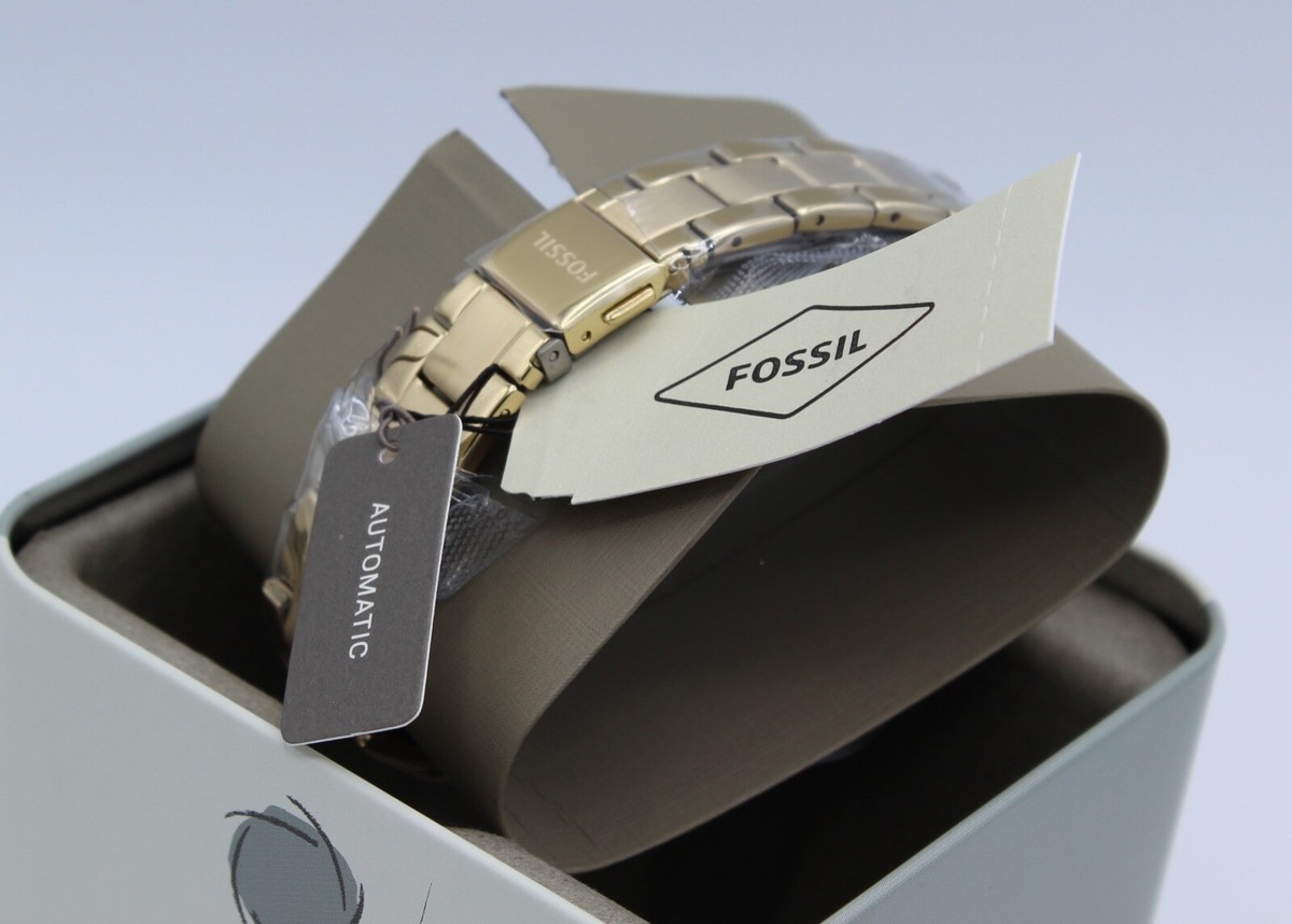 NEW AUTHENTIC FOSSIL RYE AUTOMATIC SKELETON GOLD WOMEN