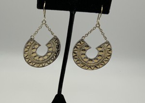 Authentic Anna Beck Designs “Lombok” 18k Gold-Plated Cresent Moon Mosaic Earrings . K24
