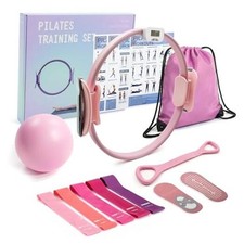 Pilates Essentials Kit for Women, Pilates Ring with Counter, Home Pilates Pink