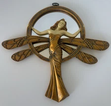 Design Toscano Dragonfly Woman Art Deco Style Wall Decor Mirror Sculpture 13"W