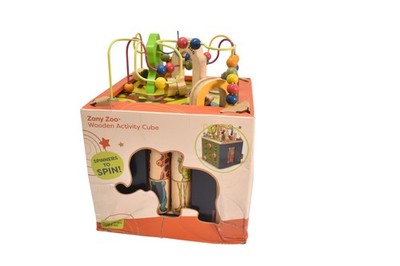 B. Toys Zany Zoo Wooden Activity Cube Multicolor Alphabet Baby