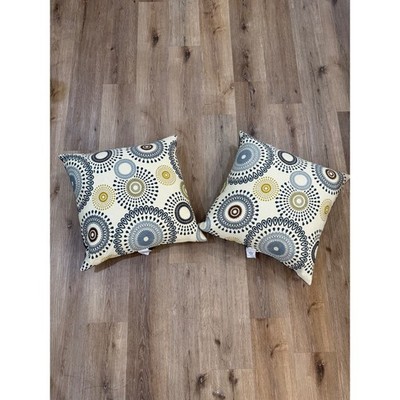 Canaan Company Throw Pillows Set of 2 24x24 Multi Navy Medallion Feather Down