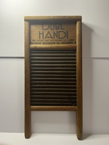 Columbus Washboard Co. Dubl Handi Wash Board Wood Metal Portable Fits Bucket