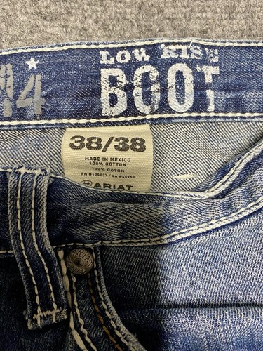 Ariat Jeans Mens 38x38 Blue Denim M4 Low Rise Boot Cut Western Cowboy Work - Picture 7 of 10
