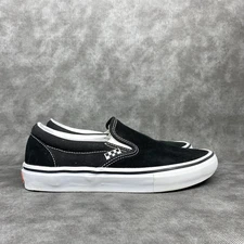 Vans Skateboarding Slip-On Shoes Black White PopCush Suede Canvas Men’s Size 7