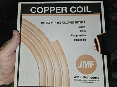 JMF 1/4'' OD Copper Coil 20 FT Tubing HVAC Plumbing Soft Copper Tube NEW