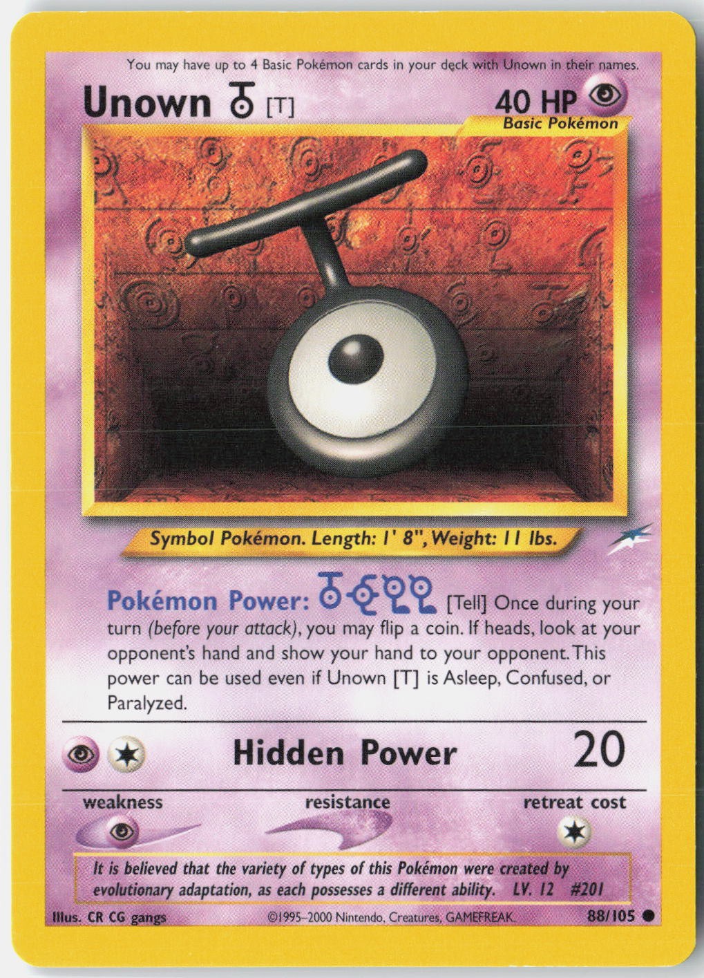 Unown [T] Neo Destiny 088/105 Pokemon Card Unlimited