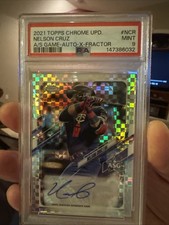 2021 topps chrome upd nelson cruz A/S game auto-X-fractor psa 9