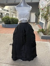 Antique Victorian Black Pleated Mourning Skirt with Bow