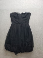 Vera Wang Women Mini Dress 6 Black Lace Zip Off The Shoulder Strapless Cocktail