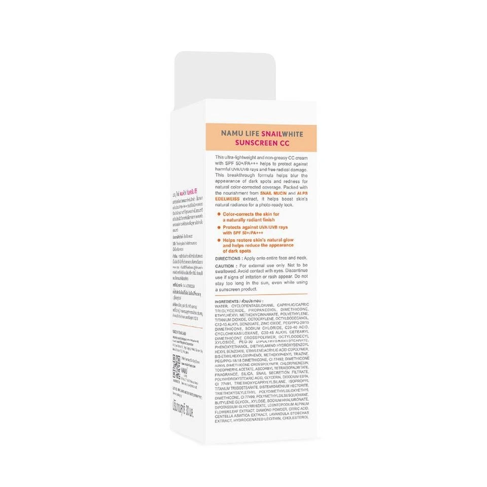 NAMU LIFE SNAIL WHITE Sunscreen CC Cream SPF 50+/PA+++ UVA/UVB 30ml - Image 3 of 4