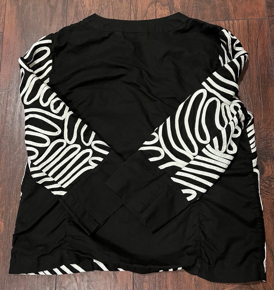 Chico's Mujer Soutache Serren Contraste Manga 3/4 Talla 2 (L 12) Blanco Negro Foto 3 de 4